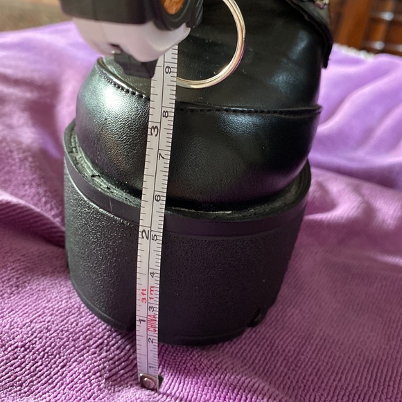 Jiezuo chunky platform black combat heel booties SZ 7 - Picture 6 of 9